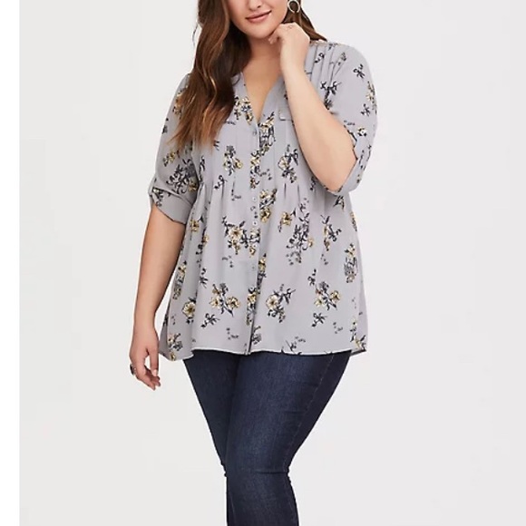 Torrid GEORGETTE HI-LOW FLORAL TUNIC BLOUSE size 12 - Picture 3 of 8